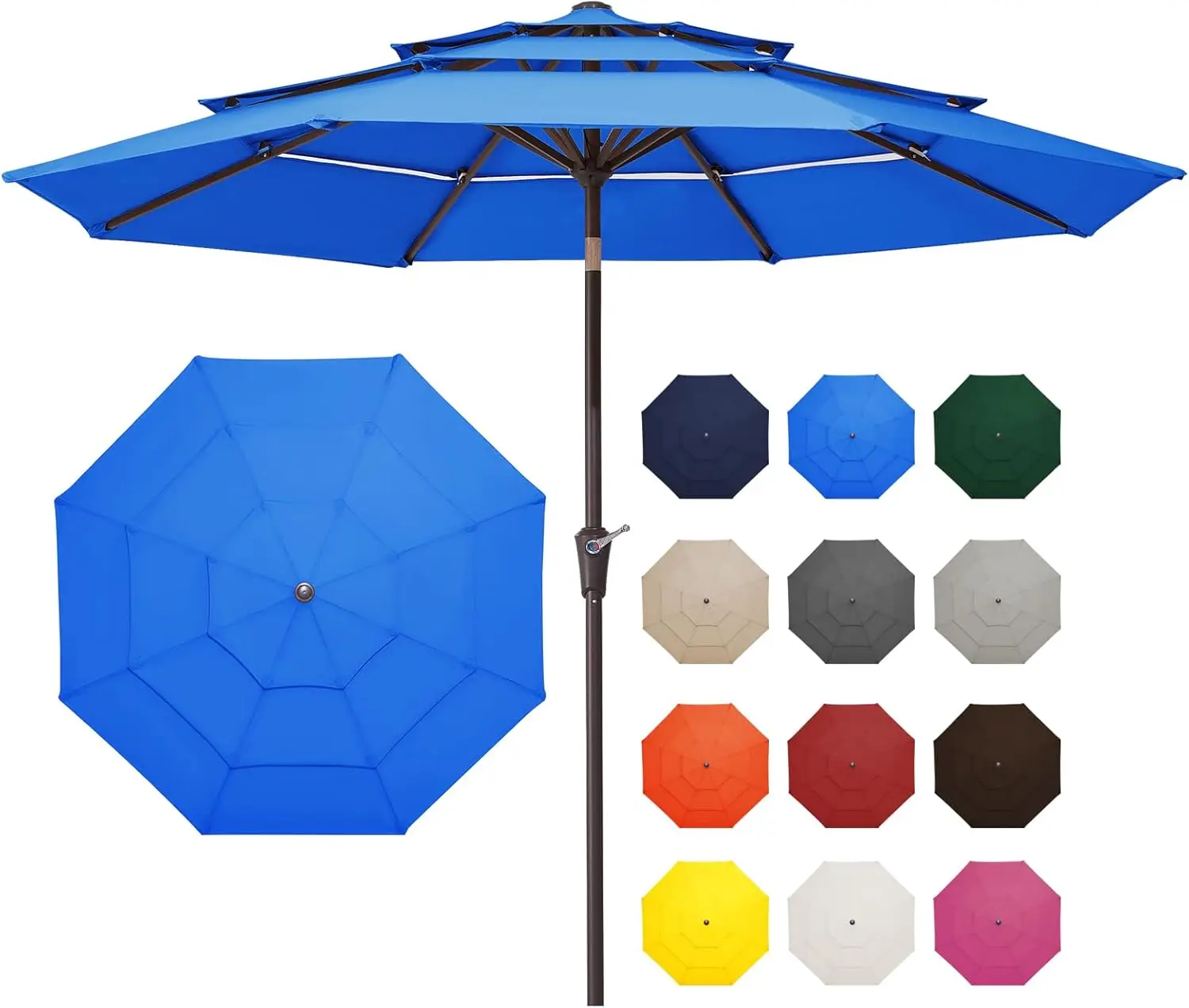 9FT 3-Tier Patio Umbrella with Crank Tilt, UV Protection for Outdoor Garden and Pool
9FT 3-Tier Patio Umbrella with Crank Tilt, UV Protection for Outdoor Garden and Pool