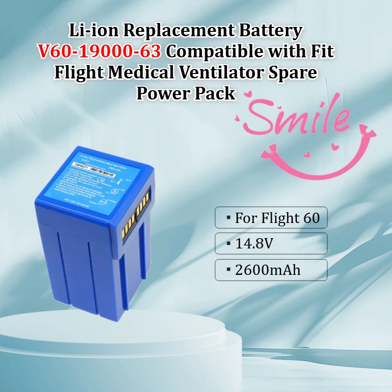 2600mAh Li-ion Replacement Battery V60-19000-63 Compatible with Fit Flight Medical Ventilator Spare Power Pack
2600mAh Li-ion Replacement Battery V60-19000-63 Compatible with Fit Flight Medical Ventilator Spare Power Pack