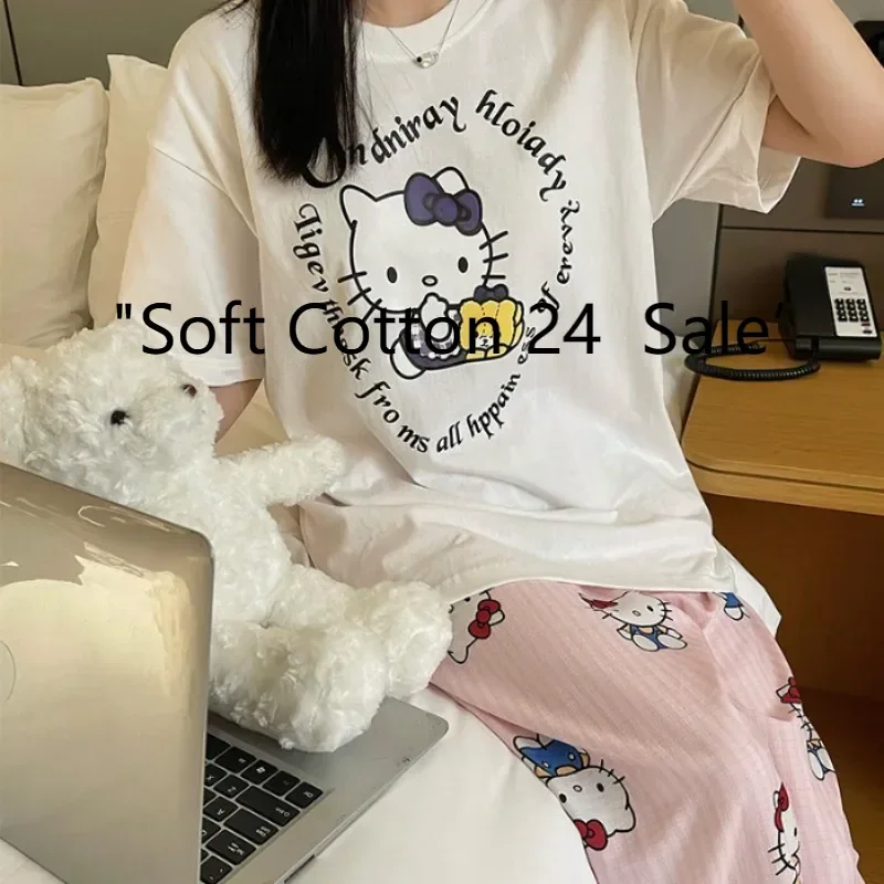 Новые весенне-летние пижамы Hello Kitty, милый и милый комплект из двух предметов из чистого хлопка с героями мультфильмов, домашняя одежда Sanrio Hello Kitty
Новые весенне-летние пижамы Hello Kitty, милый и милый комплект из двух предметов из чистого хлопка с героями мультфильмов, домашняя одежда Sanrio Hello Kitty