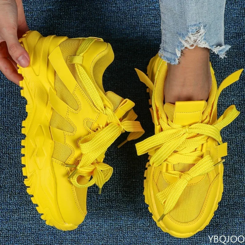 Ladies' Fashionable Yellow Height Increasing Thick Soled Sports Shoes Outdoor Lace Up Casual Plus Size Trendy Women's Shoes
Ladies' Fashionable Yellow Height Increasing Thick Soled Sports Shoes Outdoor Lace Up Casual Plus Size Trendy Women's Shoes