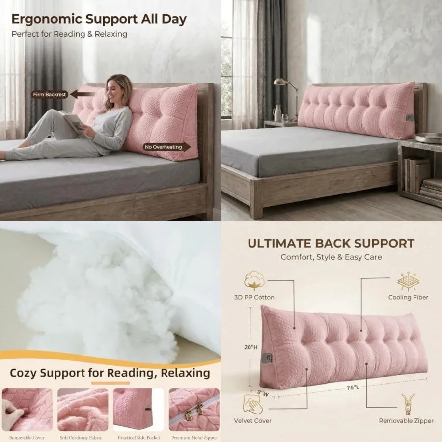 Headboard Pillow King Size, Reading Pillow for Bed, Leaf Pattern Wedge Pillow, Tufted Backrest Support, Headboard Substitute, P
Headboard Pillow King Size, Reading Pillow for Bed, Leaf Pattern Wedge Pillow, Tufted Backrest Support, Headboard Substitute, P