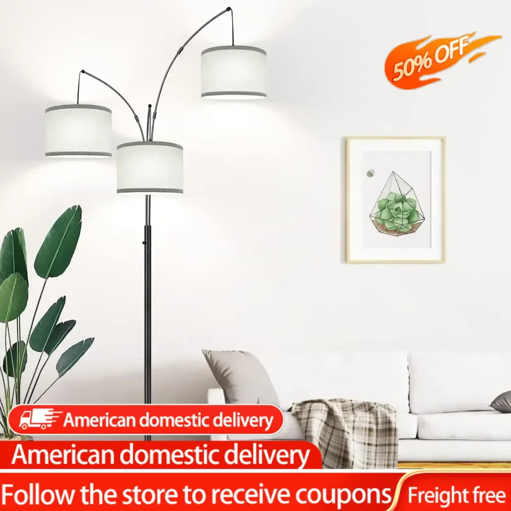 Dimmable Floor Lamp - 3 Lights Arc Floor Lamps for Living Room, 1000LM Modern Tall Standing Lamp With Gray Shades & Heavy Base,
Dimmable Floor Lamp - 3 Lights Arc Floor Lamps for Living Room, 1000LM Modern Tall Standing Lamp With Gray Shades & Heavy Base,