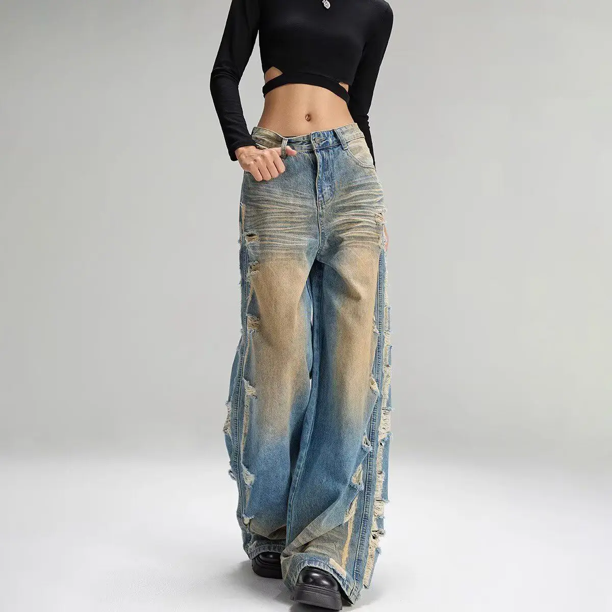Women's Blue Destruction Jeans Y2K Japanese Harajuku 2000S Style Aesthetic High Street Cave Vintage Jeans Pants Clothing 2025
Women's Blue Destruction Jeans Y2K Japanese Harajuku 2000S Style Aesthetic High Street Cave Vintage Jeans Pants Clothing 2025