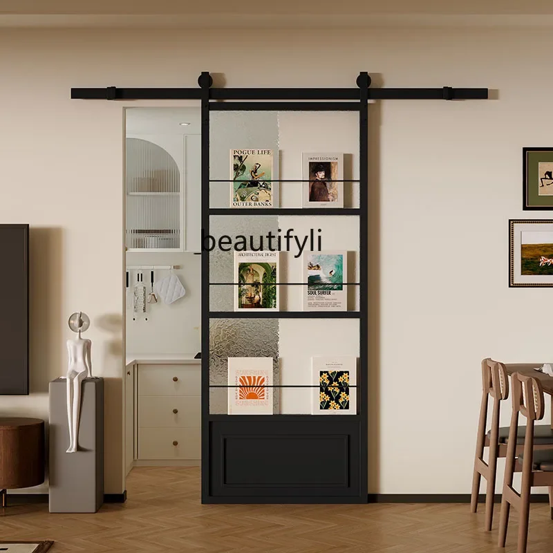 French retro bookshelf door glass barn door simple kitchen study sliding hanging rail door
French retro bookshelf door glass barn door simple kitchen study sliding hanging rail door
