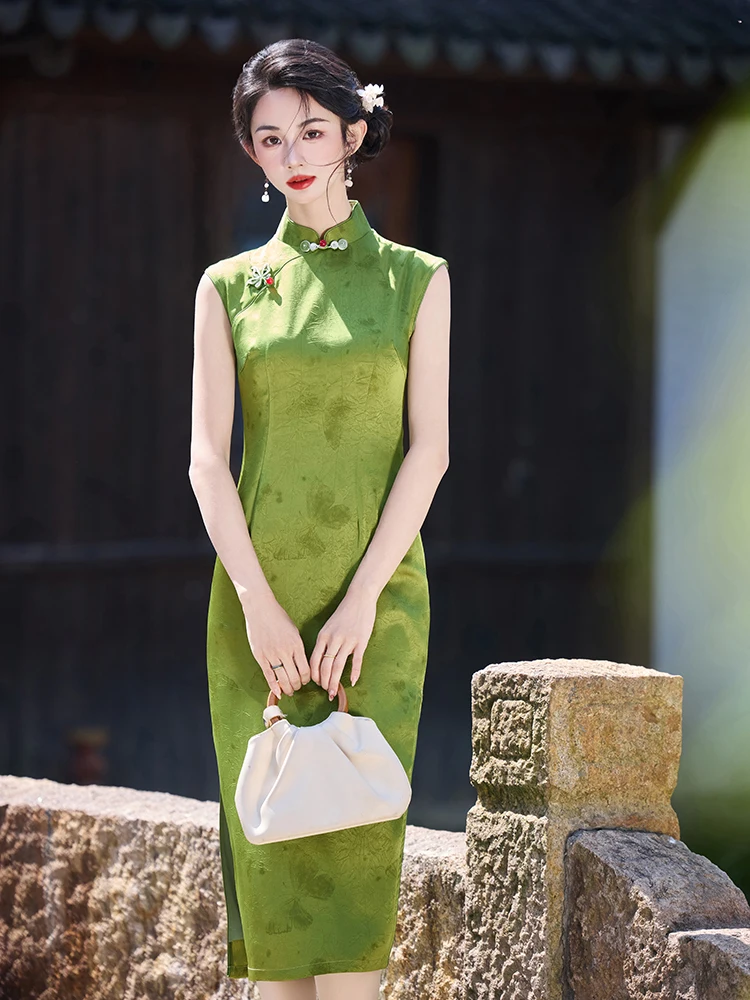 Ele een High-Quali Flag Exam Succ Women's Small Size Daily Wear Summer Long Qipao Slanted Collar Low Slit
Ele een High-Quali Flag Exam Succ Women's Small Size Daily Wear Summer Long Qipao Slanted Collar Low Slit