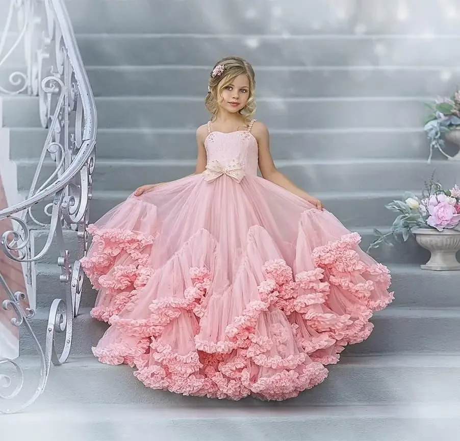 Pink Flower Girl Dresses for Wedding Bow Ruffles Suspender Girl Kids Birthday Ball Gown First Holy Communion Gowns Customized
Pink Flower Girl Dresses for Wedding Bow Ruffles Suspender Girl Kids Birthday Ball Gown First Holy Communion Gowns Customized