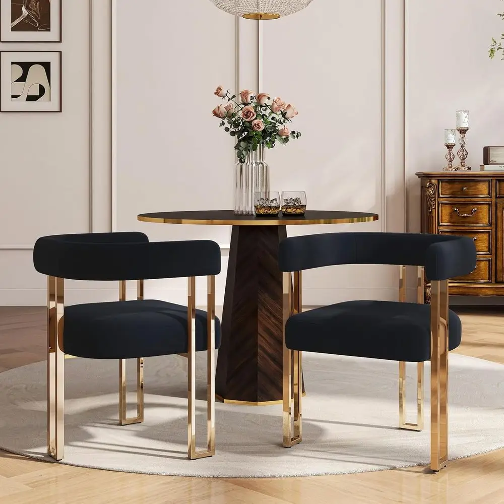 Velvet Upholstered Dining Chairs Set of 2 with Gold Legs & Armrests, Curved Backrest for Kitchen or Living Room
Velvet Upholstered Dining Chairs Set of 2 with Gold Legs & Armrests, Curved Backrest for Kitchen or Living Room