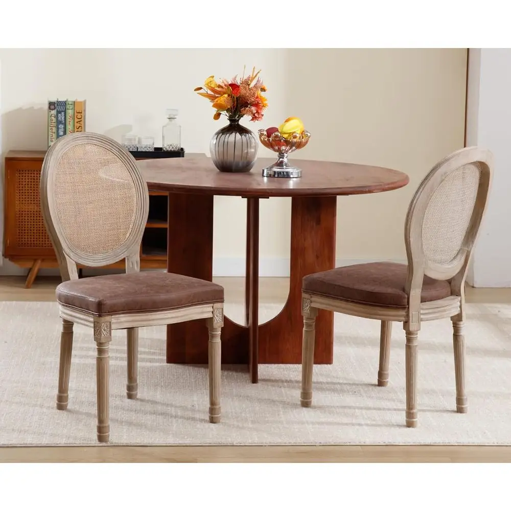 Rattan Dining Chairs Set of 2, Leather French Country Style with Round Back, Suitable for Kitchen/Dining/Living Rooms, Brown
Rattan Dining Chairs Set of 2, Leather French Country Style with Round Back, Suitable for Kitchen/Dining/Living Rooms, Brown