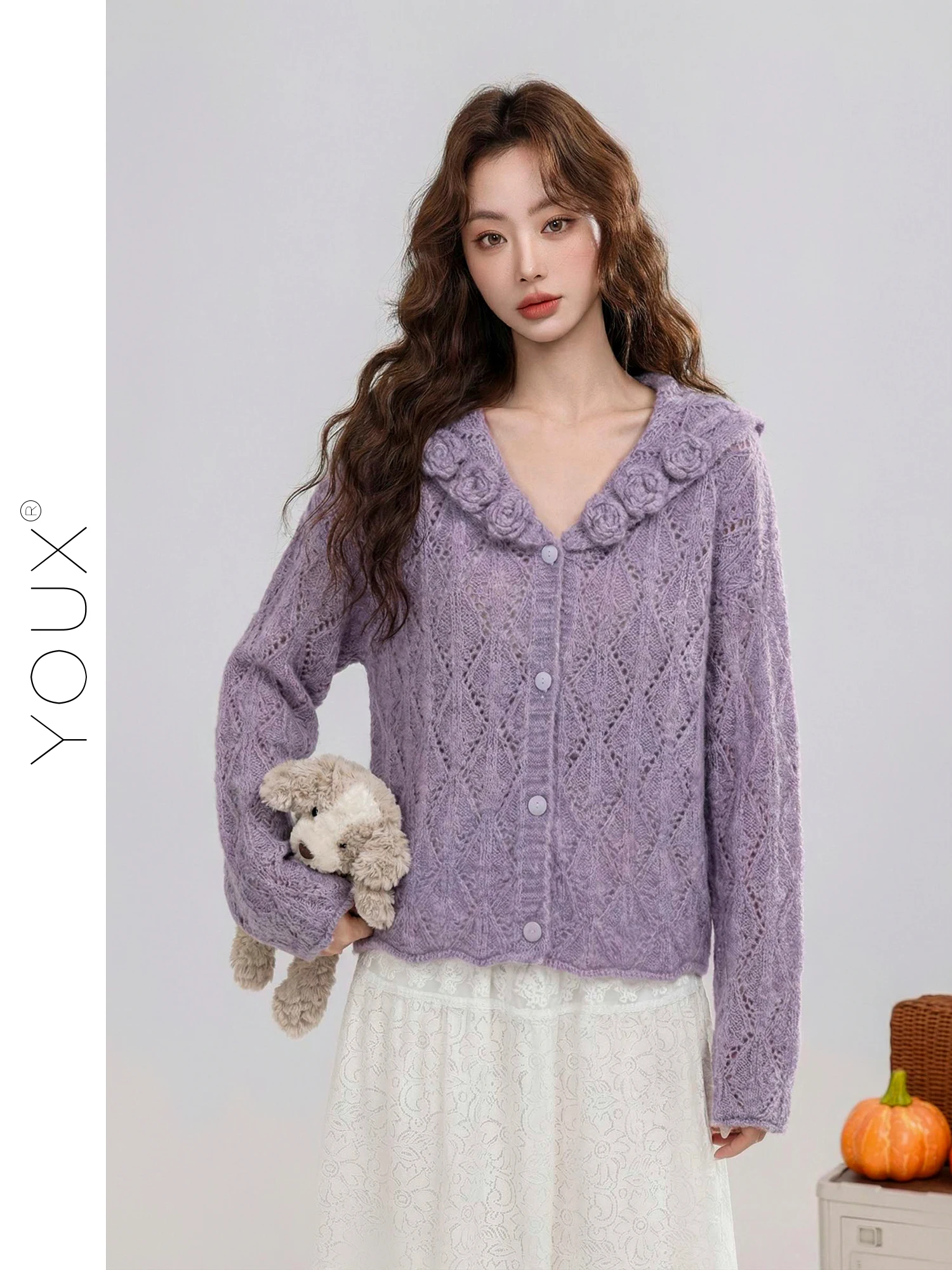 Retro Style Purple Hollow out Crochet Sweater V Neck Long Sleeve Women's Cardigan Soft Polyester Nylon Wool Blend Winter Design
Retro Style Purple Hollow out Crochet Sweater V Neck Long Sleeve Women's Cardigan Soft Polyester Nylon Wool Blend Winter Design