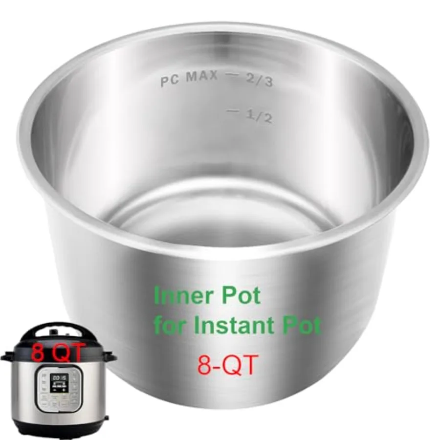 Replacement Pot for Instant Pot 8-Qt 304 18/8 Stainless Steel Inner Pot for Instant Pot 8-Quart Upgrade Insert for Instantpot L
Replacement Pot for Instant Pot 8-Qt 304 18/8 Stainless Steel Inner Pot for Instant Pot 8-Quart Upgrade Insert for Instantpot L
