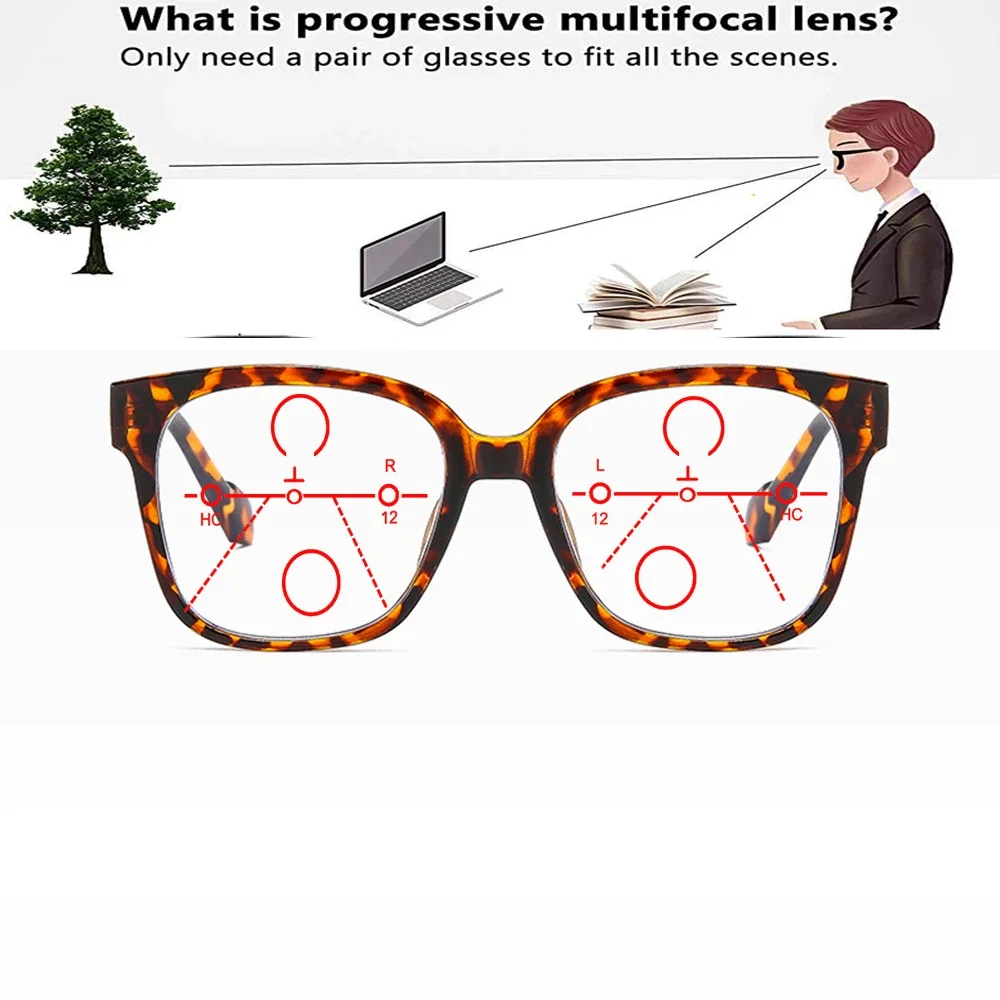 Metal Trim Temples Leopard print Oversized Full-rim Square Comfortable Progressive Multifocal Reading Glasses +0.75 To +4
Metal Trim Temples Leopard print Oversized Full-rim Square Comfortable Progressive Multifocal Reading Glasses +0.75 To +4