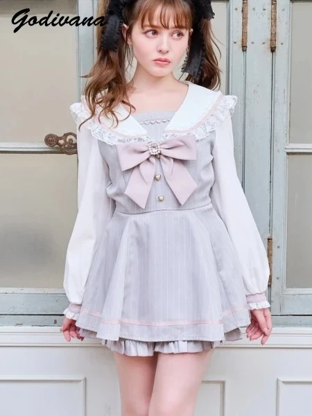 Classic Japanese Liz Sailor Collar Dress Set Girl Women's Spring and Summer Sweet Bow Long-sleeved Dress Top and Shorts Set
Classic Japanese Liz Sailor Collar Dress Set Girl Women's Spring and Summer Sweet Bow Long-sleeved Dress Top and Shorts Set