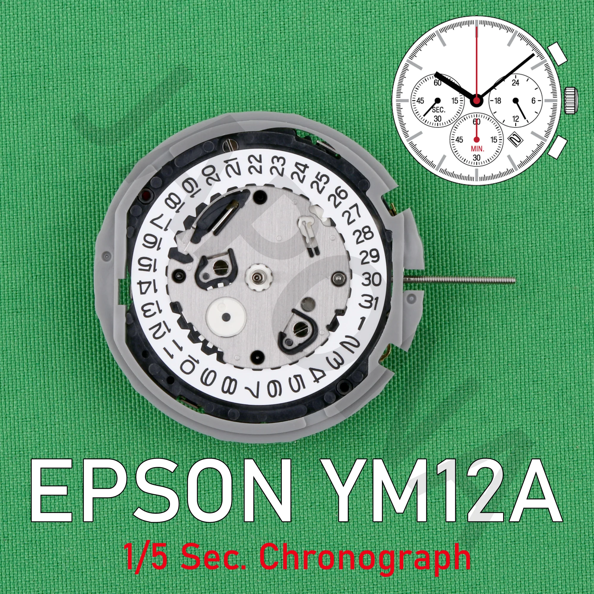 Механизм YM12, Япония, механизм EPSON YM12A, маленькие стрелки на 369, Аналоговый кварцевый механизм 12 дюймов, центральный секундный хронограф, механизм с большой датой
Механизм YM12, Япония, механизм EPSON YM12A, маленькие стрелки на 369, Аналоговый кварцевый механизм 12 дюймов, центральный секундный хронограф, механизм с большой датой