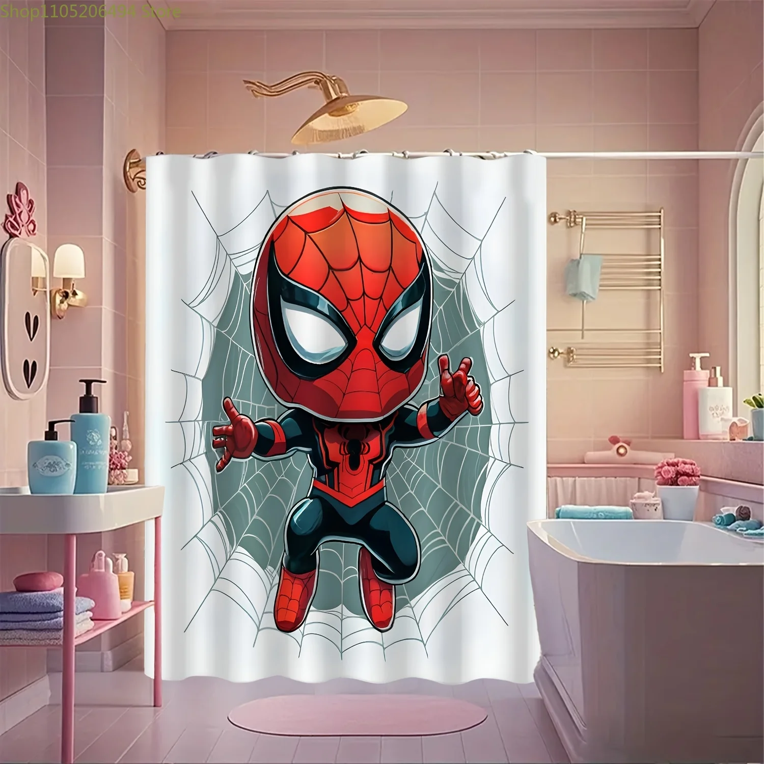 1pc Marvel Spider-Man Shower Curtain with Hooks - Vibrant Polyester Design, Machine Washable, Unlined, Cartoon Character Bathr
1pc Marvel Spider-Man Shower Curtain with Hooks - Vibrant Polyester Design, Machine Washable, Unlined, Cartoon Character Bathr