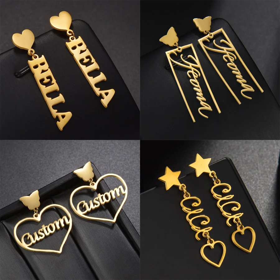 New Custom Name Earrings Heart Star Butterfly For Women Stainless Steel Jewelry Making Trendy Personalized Birthday Wedding Gift
New Custom Name Earrings Heart Star Butterfly For Women Stainless Steel Jewelry Making Trendy Personalized Birthday Wedding Gift