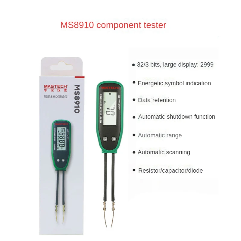 MS8910 SMD testing of chip mounted components, clamp shaped resistors, diodes and capacitors
MS8910 SMD testing of chip mounted components, clamp shaped resistors, diodes and capacitors