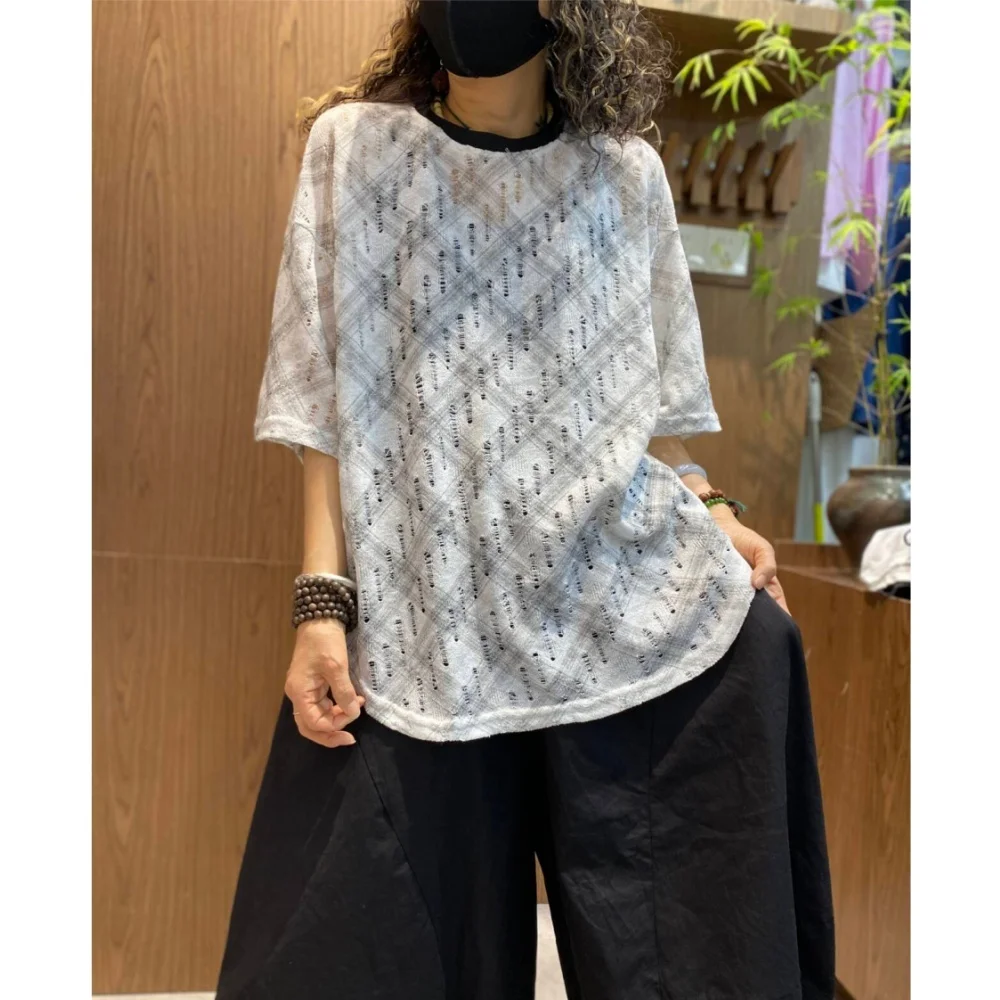 2026 Summer Lace-style Short-sleeve T-shirt Women White Hollow Mesh Stitching Loose Slimming Top XY66
2026 Summer Lace-style Short-sleeve T-shirt Women White Hollow Mesh Stitching Loose Slimming Top XY66
