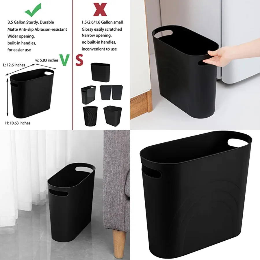 Small Trash Can, 3.5 Gallon Slim Garbage Can Plastic Waste Basket with Handles Container Bin for Narrow Spaces Bathroom, Bedroo
Small Trash Can, 3.5 Gallon Slim Garbage Can Plastic Waste Basket with Handles Container Bin for Narrow Spaces Bathroom, Bedroo