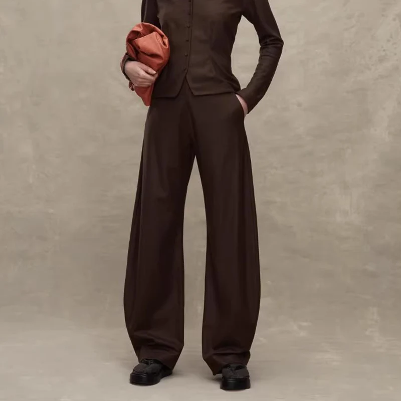 Женские повседневные шерстяные брюки с высокой талией, прямого кроя, свободные, премиум-класса, с изогнутым низом
Женские повседневные шерстяные брюки с высокой талией, прямого кроя, свободные, премиум-класса, с изогнутым низом