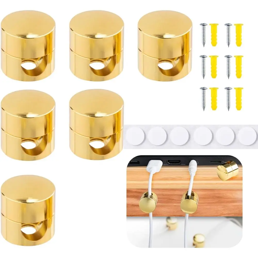 Gold Metal Cable Management Clips, 6-Pack, Adjustable Cord Keepers for Desk, Wall, Home, Office, Nightstand, and Chlier
Gold Metal Cable Management Clips, 6-Pack, Adjustable Cord Keepers for Desk, Wall, Home, Office, Nightstand, and Chlier