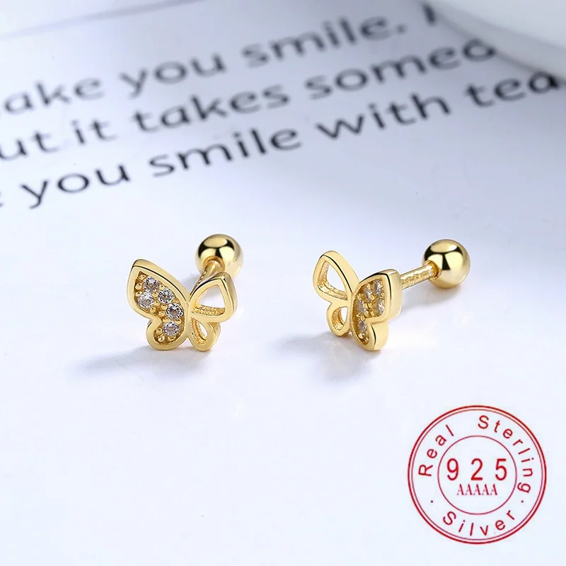S925 Sterling Silver Butterfly Cubic Zirconia Stud Earrings Screw Back Helix Cartilage Piercing Earrings Hypoallergenic for Wome
S925 Sterling Silver Butterfly Cubic Zirconia Stud Earrings Screw Back Helix Cartilage Piercing Earrings Hypoallergenic for Wome