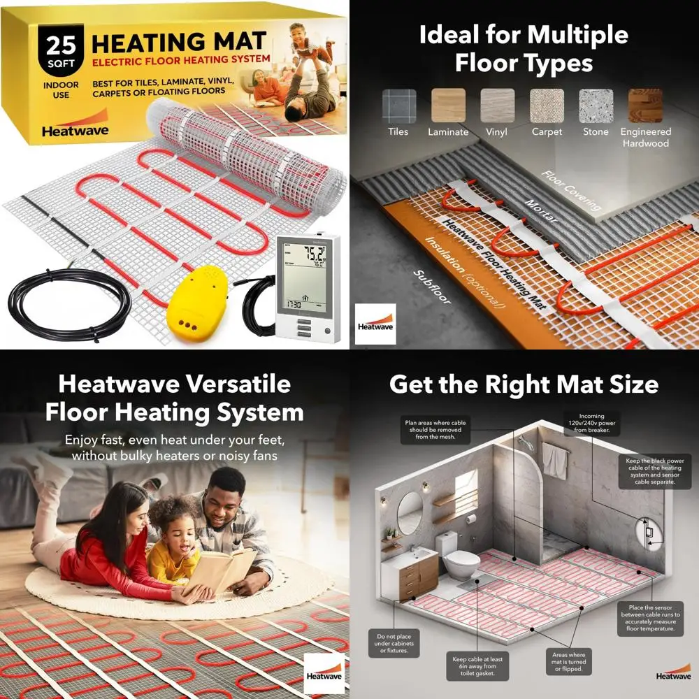 Tile Floor Heating System - 25 sqft 120V 300Watts Bathroom Heating Kit Underfloor Warming System
Tile Floor Heating System - 25 sqft 120V 300Watts Bathroom Heating Kit Underfloor Warming System