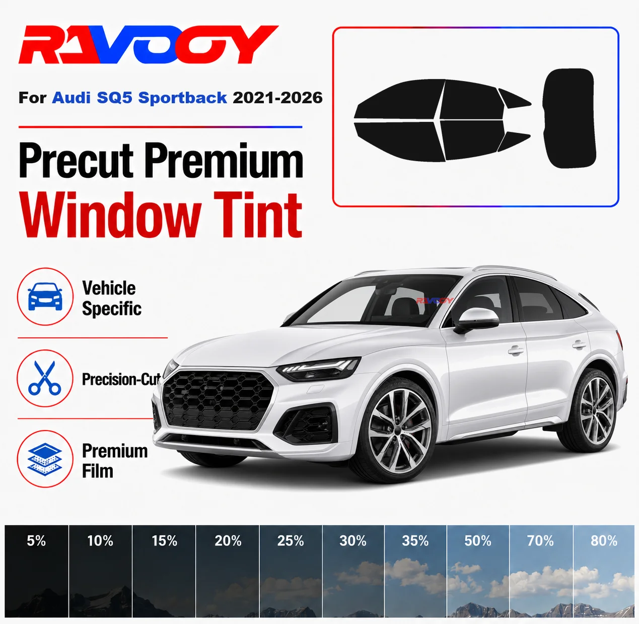 Premium Precut Window Tint Kit Front Rear Windows Rear Windshield For Audi SQ5 Sportbk 2021-2026 Complete Set Nano Ceramic Film
Premium Precut Window Tint Kit Front Rear Windows Rear Windshield For Audi SQ5 Sportbk 2021-2026 Complete Set Nano Ceramic Film
