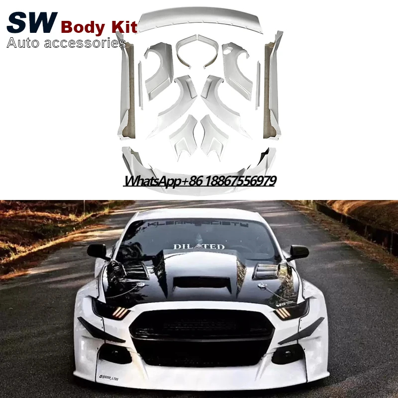 Clinchad Style Wide Body Kit for Ford Mustang Upgrade Front Lip Side Skirts Fenders Rear Spoiler Wheel Bodykit 2015-2017
Clinchad Style Wide Body Kit for Ford Mustang Upgrade Front Lip Side Skirts Fenders Rear Spoiler Wheel Bodykit 2015-2017