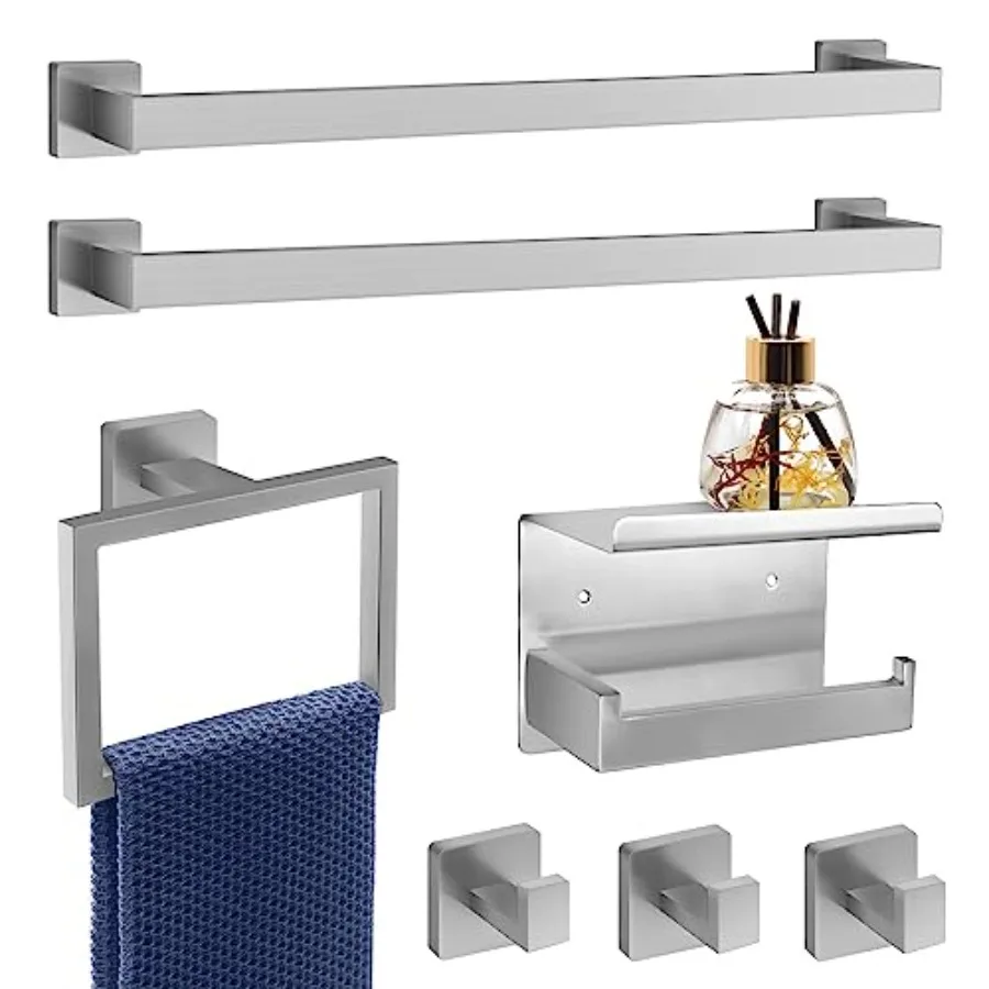 7-Piece Bathroom Hardware Set Towel Bar Set with Towel Rack 2 Square ch Towel Bars and Staless Steel Bathroom Accessories Wall
7-Piece Bathroom Hardware Set Towel Bar Set with Towel Rack 2 Square ch Towel Bars and Staless Steel Bathroom Accessories Wall