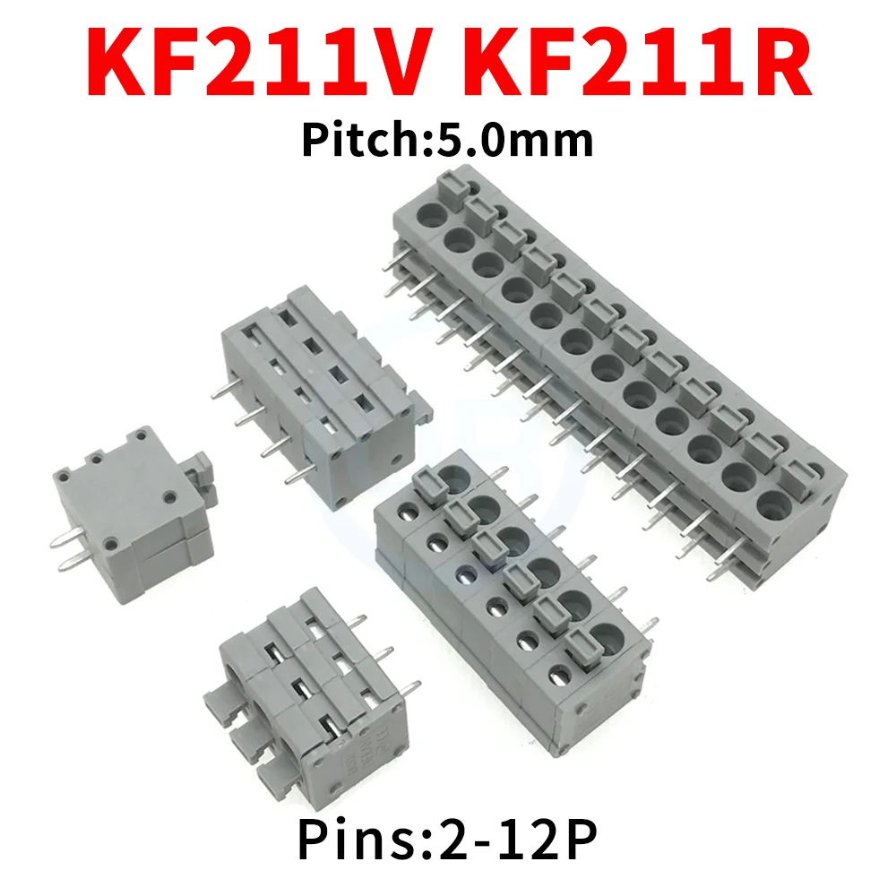 (10 pcs) KF211V KF211R 5.0mm Spring Loaded PCB Terminal Block Phoenix Terminal Block DG 211V 211R 5.0 Right Angle Straight 2~12P
(10 pcs) KF211V KF211R 5.0mm Spring Loaded PCB Terminal Block Phoenix Terminal Block DG 211V 211R 5.0 Right Angle Straight 2~12P