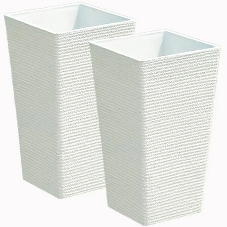 Large tall tapered planter for outdoor or indoor use, resin with stone finish, white color, weather-resistant and lightweight d
Large tall tapered planter for outdoor or indoor use, resin with stone finish, white color, weather-resistant and lightweight d