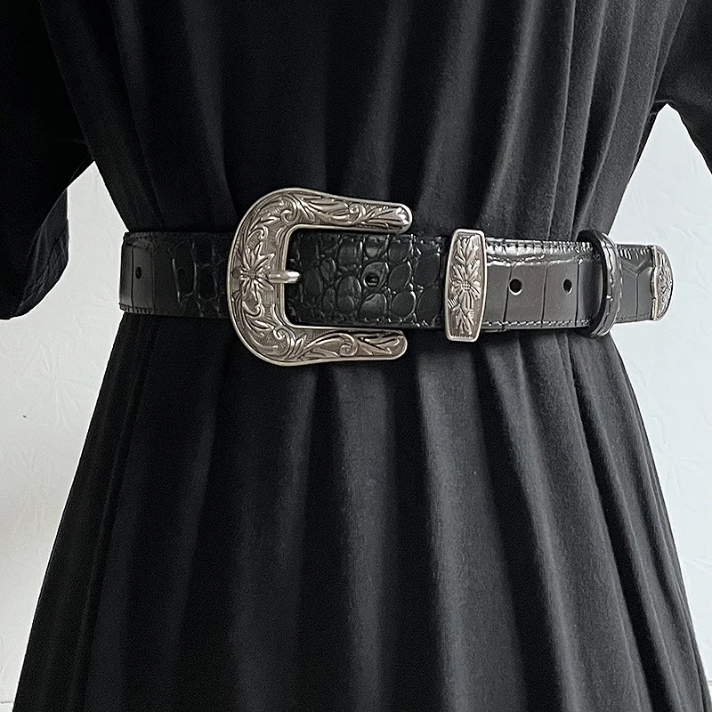 Vintage Chic Cow leather Jeans Strap Belt For Women Curving Metal Buckle Alligator Pattern Waist Belt Casual Women Cowhide Belts
Vintage Chic Cow leather Jeans Strap Belt For Women Curving Metal Buckle Alligator Pattern Waist Belt Casual Women Cowhide Belts