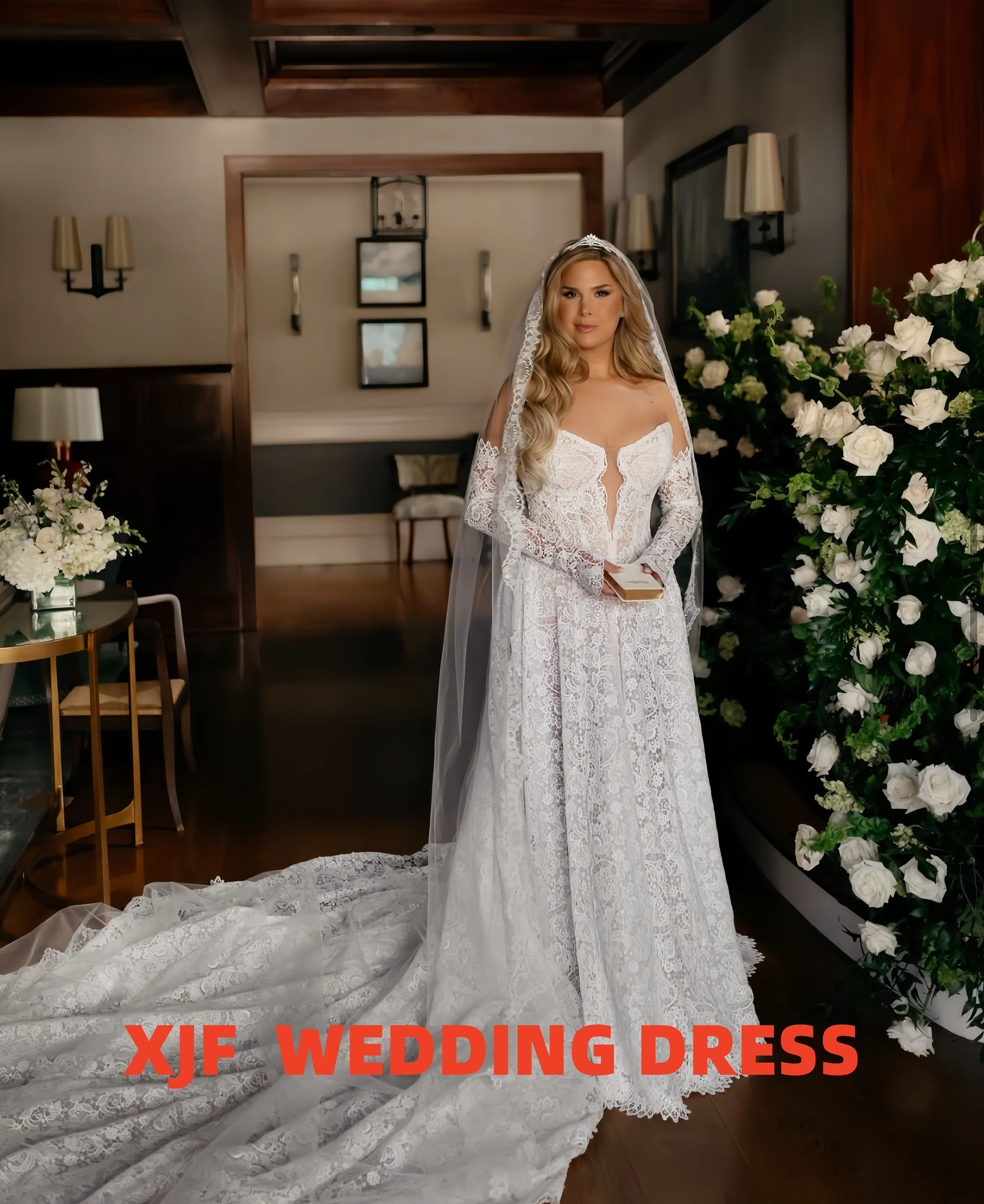 Элегантное свадебное платье по индивидуальному заказу, женское свадебное платье с v-образным вырезом и длинными рукавами, кружевное трапециевидное платье Estidos de novia
Элегантное свадебное платье по индивидуальному заказу, женское свадебное платье с v-образным вырезом и длинными рукавами, кружевное трапециевидное платье Estidos de novia