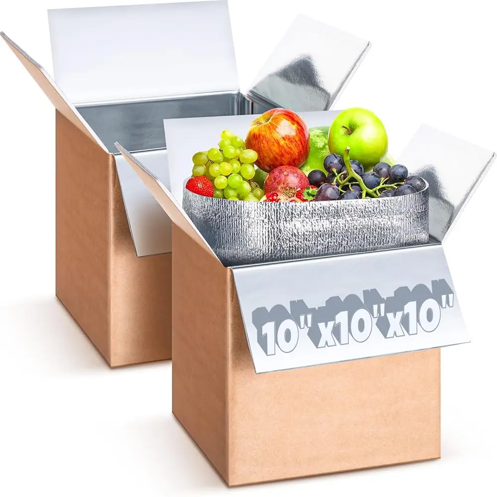 2 Pack Insulated Shipping Box Double Insulated with Aluminum Foil Liner, 10\ x 10\ x 10\ Thermal Insulation Cold Pack Reusab
2 Pack Insulated Shipping Box Double Insulated with Aluminum Foil Liner, 10\ x 10\ x 10\ Thermal Insulation Cold Pack Reusab