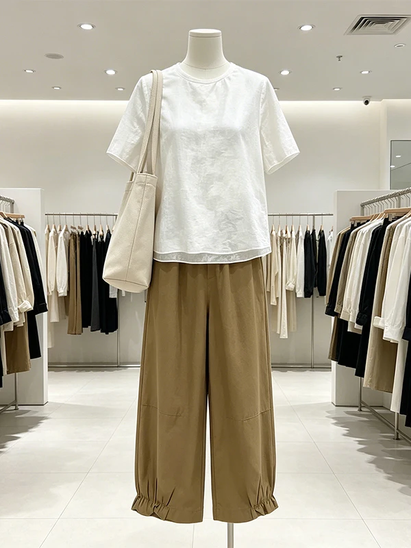 plus Size Women's Summer Thin Loose Short Sleeve Top And Wide Leg Pants Set Nine Points High Waist Commuter Style Fashion Set
plus Size Women's Summer Thin Loose Short Sleeve Top And Wide Leg Pants Set Nine Points High Waist Commuter Style Fashion Set