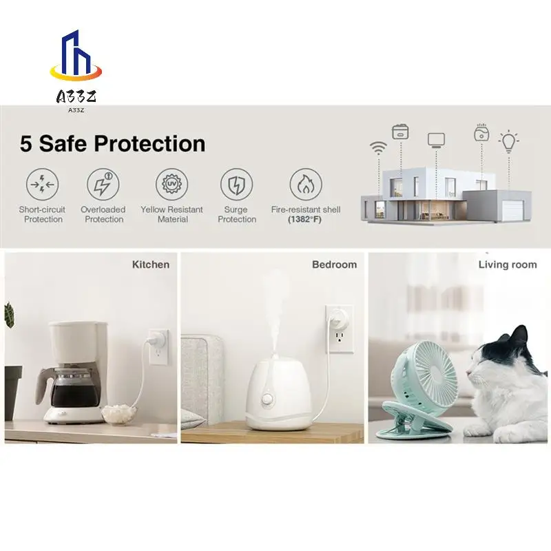 A33Z-TUYA 10A Умная вилка WIFI с функцией мониторинга мощности Голосовое управление работает вилка стандарта США
A33Z-TUYA 10A Умная вилка WIFI с функцией мониторинга мощности Голосовое управление работает вилка стандарта США