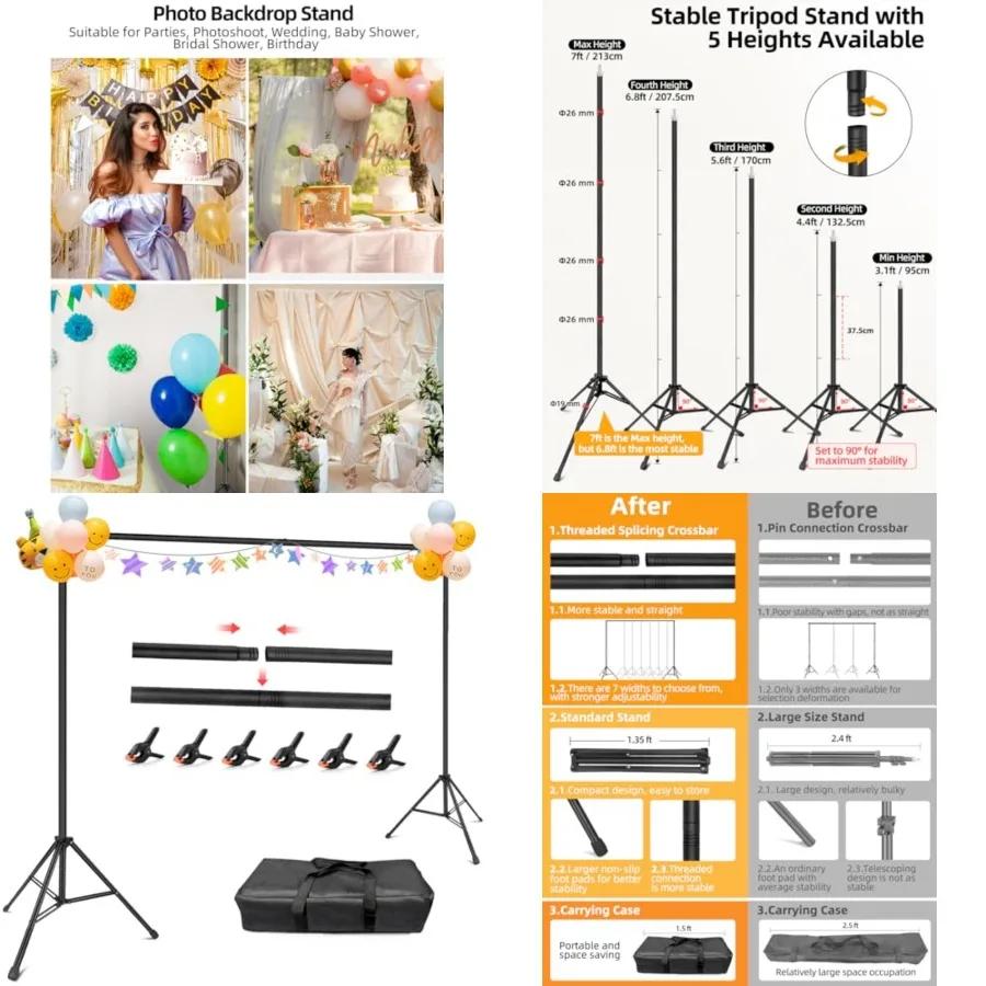 10x7ft (WxH) Photography Background Stand for Photoshoot, Wedding, Birthday, Projector Screen, Decoration, Balloons
10x7ft (WxH) Photography Background Stand for Photoshoot, Wedding, Birthday, Projector Screen, Decoration, Balloons