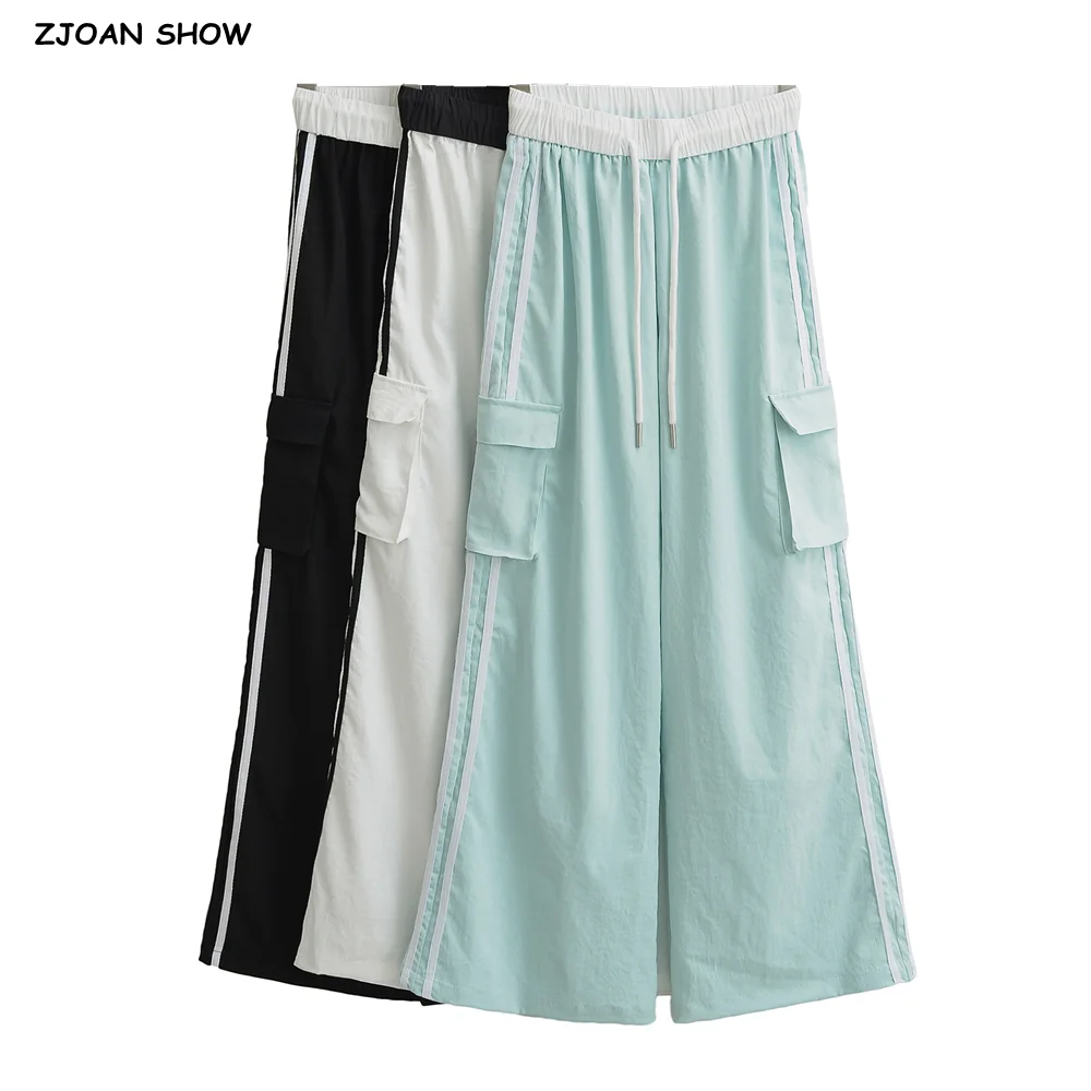 Retro Contrast Color Elastic Waist Side Pockets Striped Line Safari Pants Woman Loose Unisex Trousers Long Casual Cargo Pants
Retro Contrast Color Elastic Waist Side Pockets Striped Line Safari Pants Woman Loose Unisex Trousers Long Casual Cargo Pants
