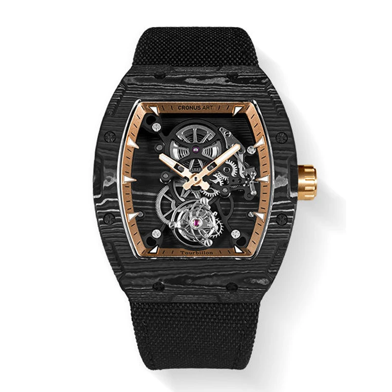 CRONUSART Men Tourbillon Watch 50mm Tonneau Mechanical Wristwatch Carbon Fiber Case Sapphire Mirror Fluororubber Strap Luminous
CRONUSART Men Tourbillon Watch 50mm Tonneau Mechanical Wristwatch Carbon Fiber Case Sapphire Mirror Fluororubber Strap Luminous