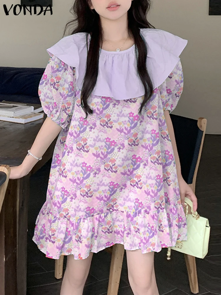 VONDA Women Bohemian Dress 2025 Floral Patchwork Vestidos Ruffle Summer Beach Sundress Turn-down Collar Robe Oversized
VONDA Women Bohemian Dress 2025 Floral Patchwork Vestidos Ruffle Summer Beach Sundress Turn-down Collar Robe Oversized