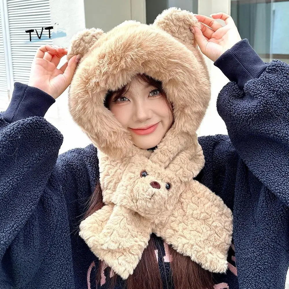 Cute Cartoon Bear Ear Hat Warm Solid Color 2 in 1 Plush Scarf Windproof Earmuff Winter Neckerchief Outdoor
Cute Cartoon Bear Ear Hat Warm Solid Color 2 in 1 Plush Scarf Windproof Earmuff Winter Neckerchief Outdoor