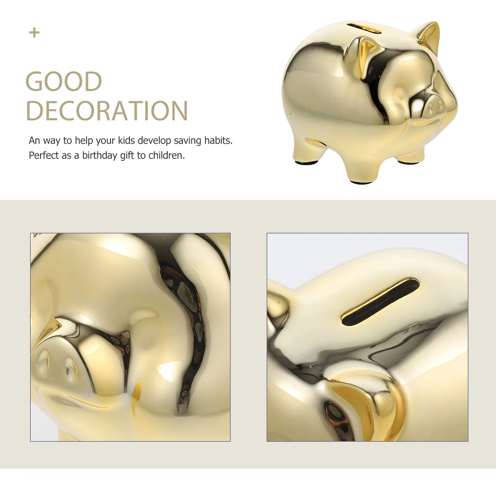 Golden S Mini Ceramic Pig Money Pot Large Capacity Coin Storage Bank for Home Office Desktop Decoration Saving Habit Training
Golden S Mini Ceramic Pig Money Pot Large Capacity Coin Storage Bank for Home Office Desktop Decoration Saving Habit Training