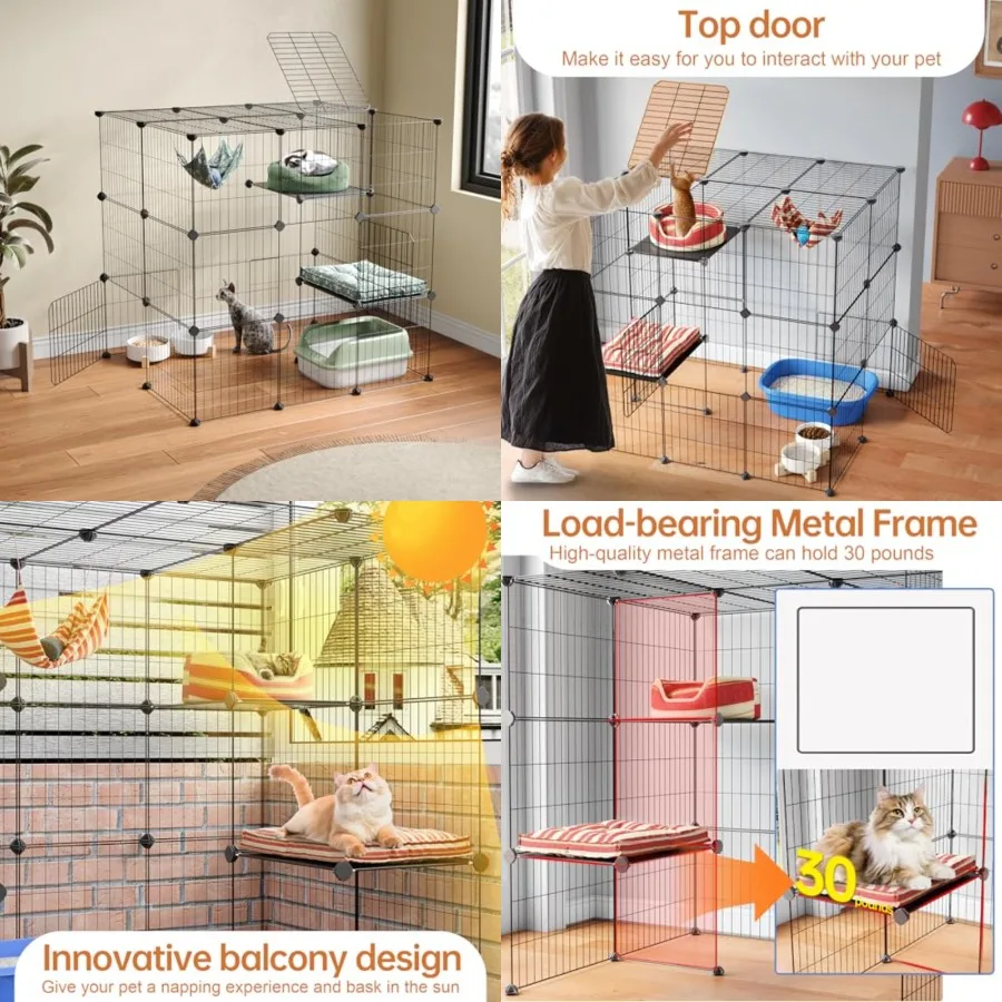 3-Tier Cat Cages Indoor Enclosure DIY Cat Playpen Catio Detachable Metal Wire Kennels Cats Crate Large Extra Exercise Place Ide
3-Tier Cat Cages Indoor Enclosure DIY Cat Playpen Catio Detachable Metal Wire Kennels Cats Crate Large Extra Exercise Place Ide