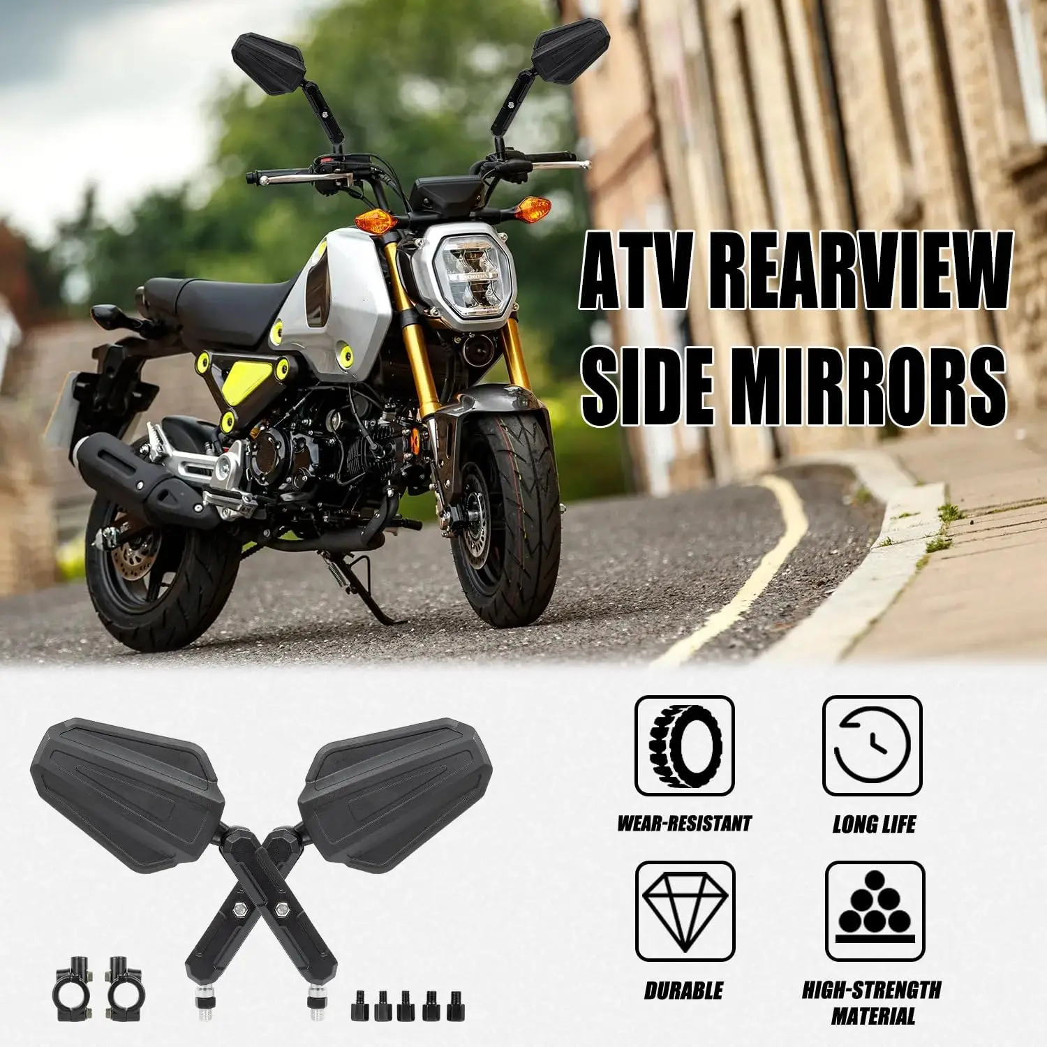 M8 M10 Motorcycle Rear View Mirror 7/8" Handlebar Mirror ATV KLR650 ADV150 Street Dirt Bike Dual Sport Adventure Foldable 360
M8 M10 Motorcycle Rear View Mirror 7/8" Handlebar Mirror ATV KLR650 ADV150 Street Dirt Bike Dual Sport Adventure Foldable 360