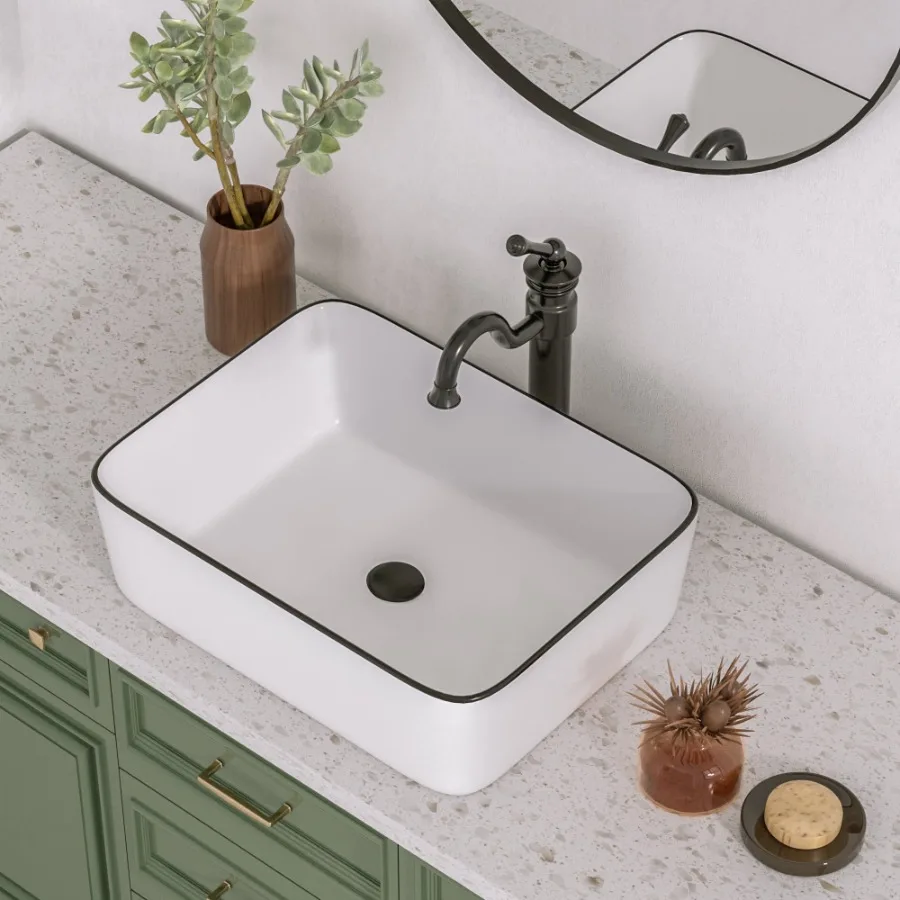 DV-1V0002 Bathroom Vessel Sink 19" Retangular Vanity Sink Ceramic in White
DV-1V0002 Bathroom Vessel Sink 19" Retangular Vanity Sink Ceramic in White