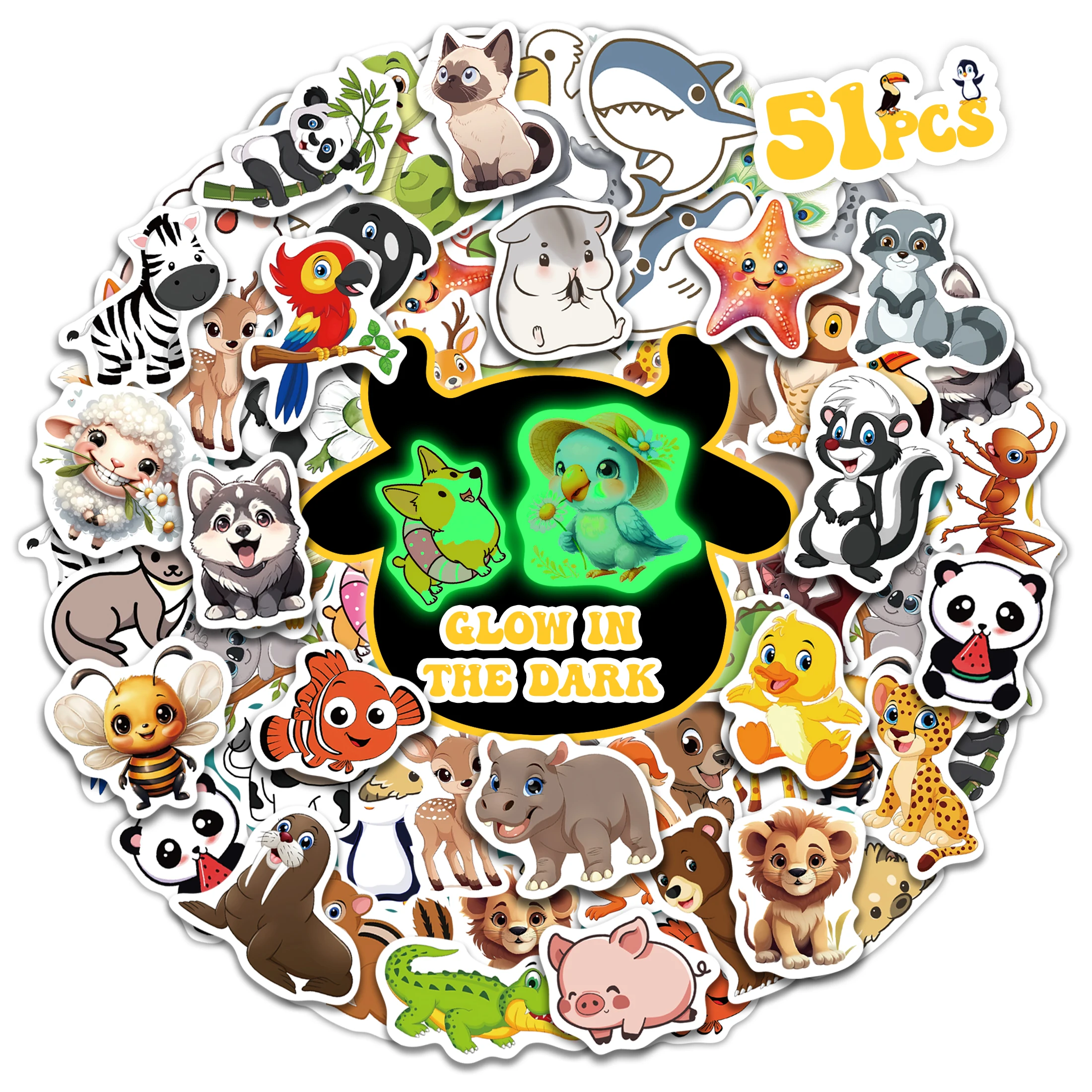 Светящиеся в темноте наклейки с милыми животными, 51 шт. виниловые водонепроницаемые наклейки, чехол для телефона для скейтборда, украшение для дома своими руками
Светящиеся в темноте наклейки с милыми животными, 51 шт. виниловые водонепроницаемые наклейки, чехол для телефона для скейтборда, украшение для дома своими руками