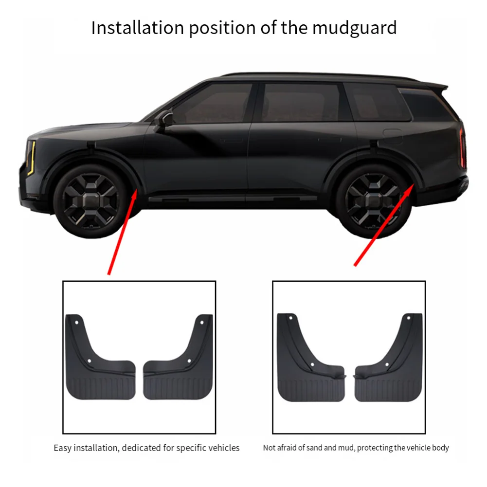 Комплект из 4 брызговиков для Kia Telluride 2021-2025, ABS-брызговики, автомобильные внешние аксессуары
Комплект из 4 брызговиков для Kia Telluride 2021-2025, ABS-брызговики, автомобильные внешние аксессуары