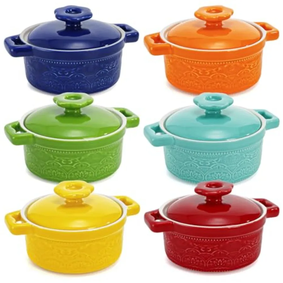 Set of 6 Mini Cocotte with Lid, 8 Oz Ceramic Ramekins with Handles, Small Casserole Dishes Individual Serving Pot for Baking, S
Set of 6 Mini Cocotte with Lid, 8 Oz Ceramic Ramekins with Handles, Small Casserole Dishes Individual Serving Pot for Baking, S