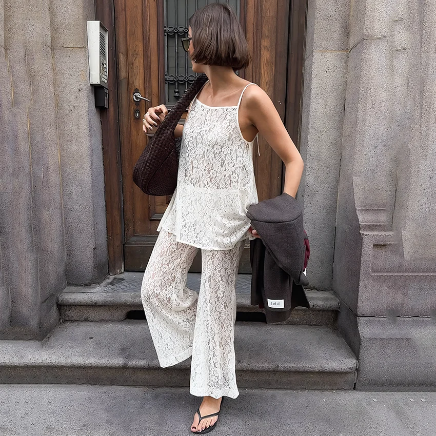 Linad Элегантные кружевные белые комплекты из 2 предметов 2026 Пляжные широкие брюки с жилетом на тонких бретельках Комплекты из двух предметов Женские прозрачные длинные брючные костюмы
Linad Элегантные кружевные белые комплекты из 2 предметов 2026 Пляжные широкие брюки с жилетом на тонких бретельках Комплекты из двух предметов Женские прозрачные длинные брючные костюмы