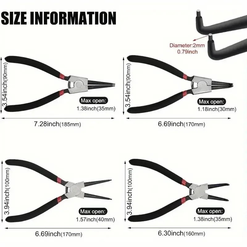 2026 7-inch 4PCS card spring pliers set, dual-purpose elbow spring pliers, manual auto repair set, inner bend, outer stopper
2026 7-inch 4PCS card spring pliers set, dual-purpose elbow spring pliers, manual auto repair set, inner bend, outer stopper